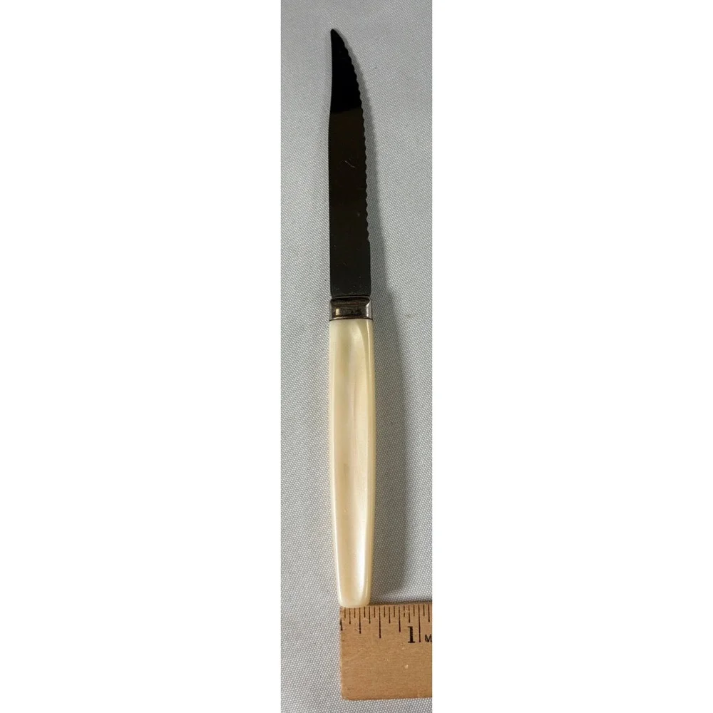 Regent Sheffield Vintage Steak Knife Set 6 Piece Serrated Stainless England Wood